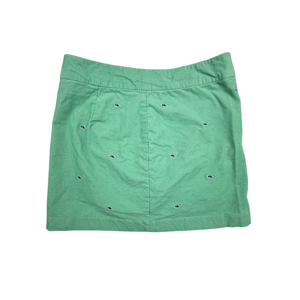 Vineyard Vines Corduroy Skirt Women 6 Green Embroidered Whale Mini Preppy Cotton